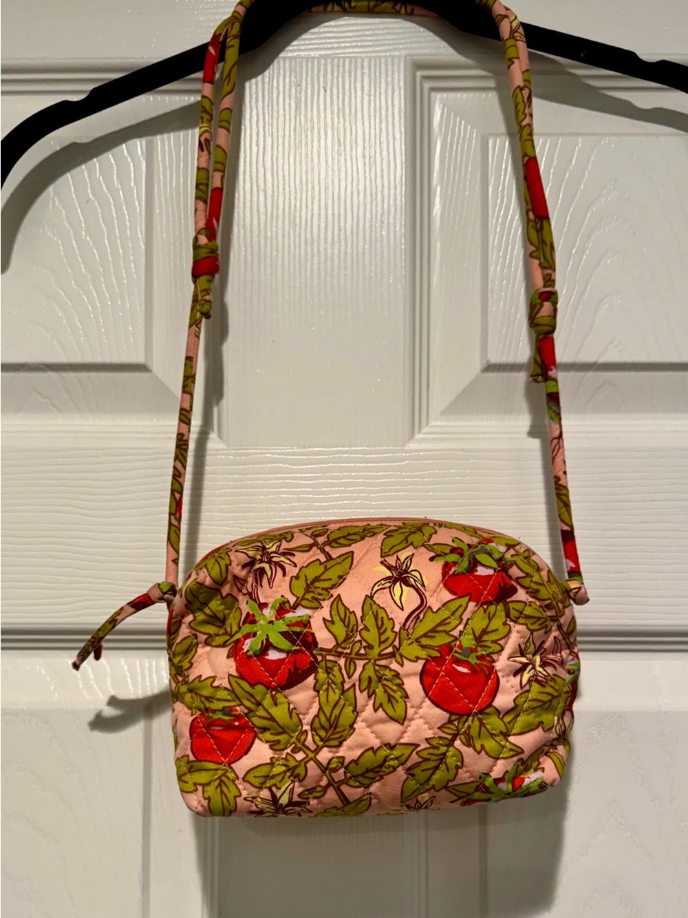 Vera Bradley Pink Quilted Crossbody with Red Tomato Print